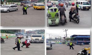 Sat Lantas Polres Padangsidimpuan Lakukan Kegiatan Rutin Gatur Lalin