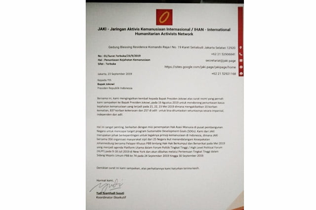 Surat Terbuka JAKI Untuk Presiden Jokowi