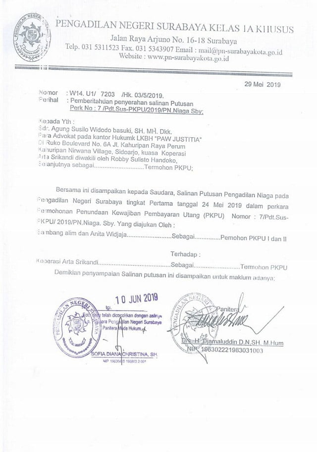 Hakim Nyatakan Bos KSP Artha Srikandi Tak Layak Ditahan