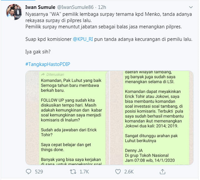 Viral, Diduga Pesan WA Denny JA Minta Jadi Komisaris PT Inalum ke LBP