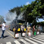 Tim Gabungan Tiga Pilar Gelar Penyemprotan Disinfektan Serentak