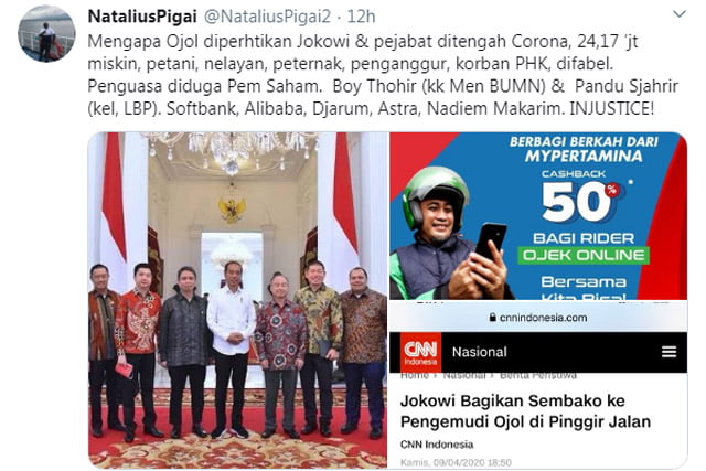 Pigai Sebut Jokowi dan Pejabatnya Peduli Ojol Karena Alasan Bisnis
