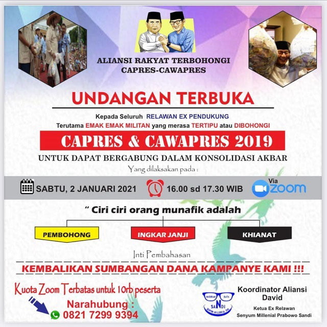 Aliansi Rakyat Terbohongi Capres-Cawapres 2019 Serukan Emak-Emak Militan Konsolidasi Akbar